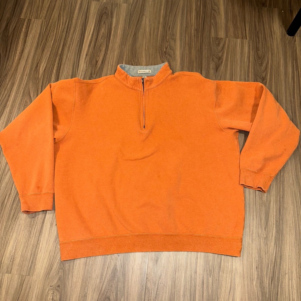 PETER MILLAR Orange 1/4 Zip Sweatshirt Pullover Mens‎ XXL Cotton quarter zip